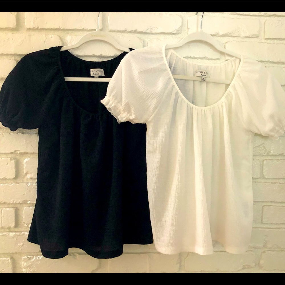 EUC Madewell tops XS Texture & Thread white &black